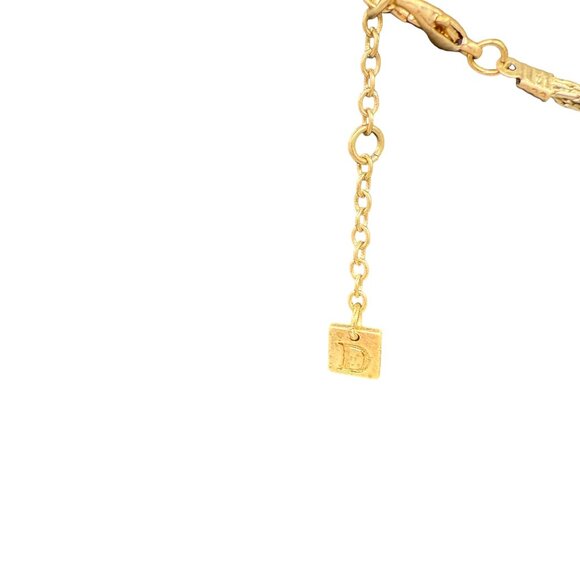 Gold Tone Beaded Necklace 15-17" Multi-Strand Design With D Tag - Picture 4 of 5